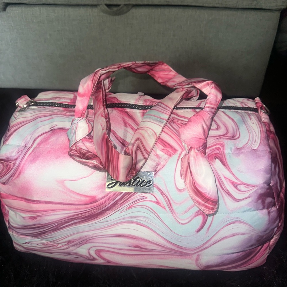 Justice Pink Marble Travel Bag